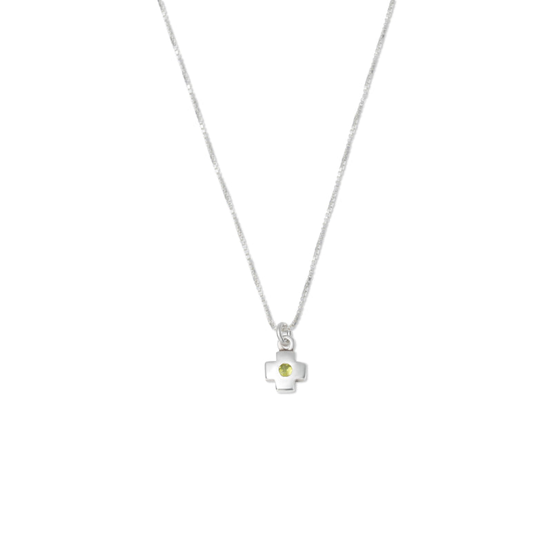 THE SILVER PERIDOT CROSS PENDANT NECKLACE