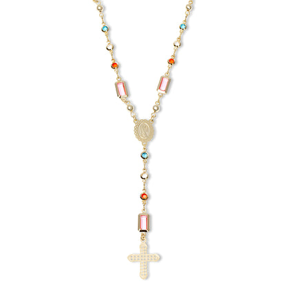 THE MULTICOLOR ROSARY DROP NECKLACE