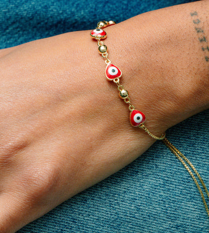 THE RED EVIL EYE ADJUSTABLE BRACELET