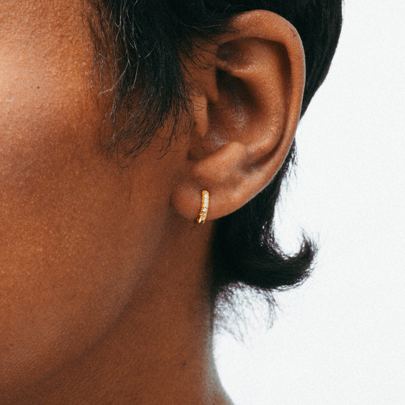 THE MINI PAVE HUGGIE EARRINGS