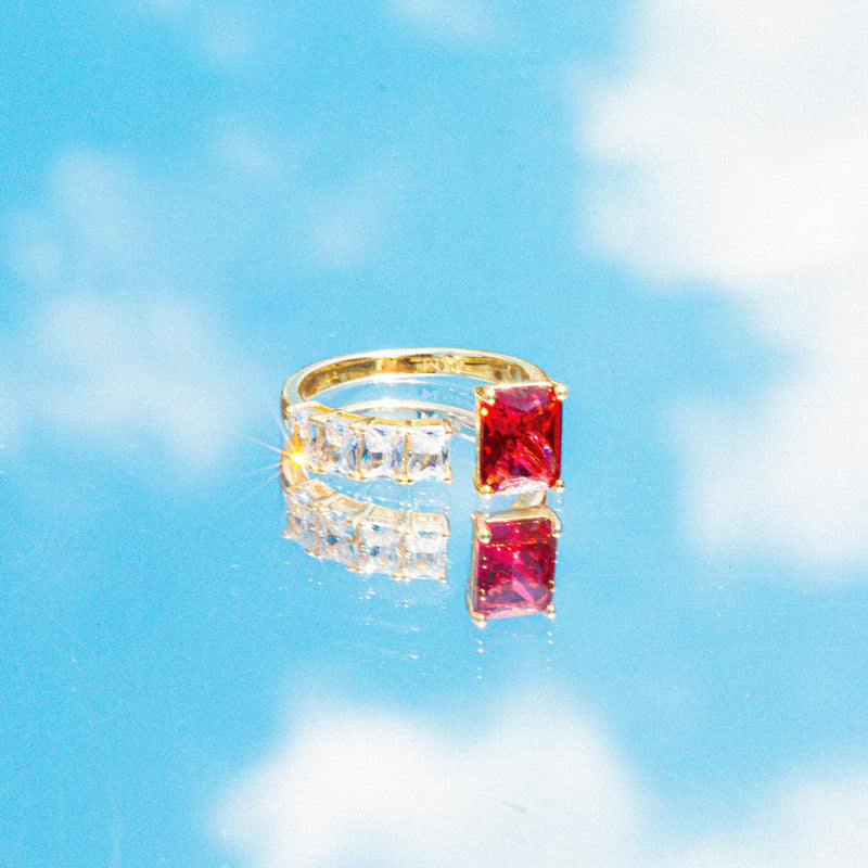 THE RUBY RADIANT CUT RING