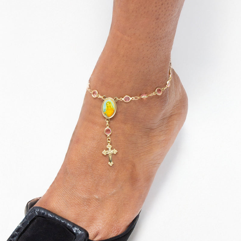 THE PINK ROSARY ANKLET