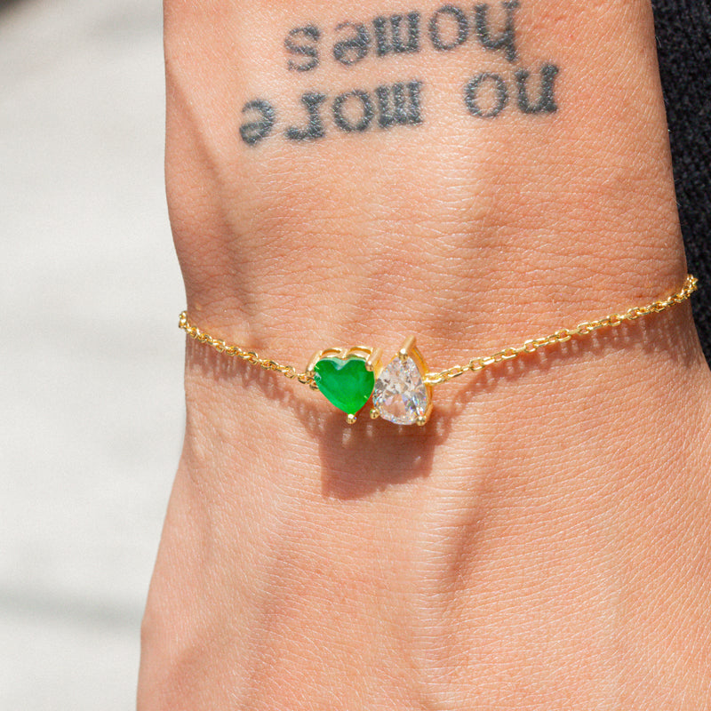 THE GREEN EMERALD HEART PEAR BRACELET