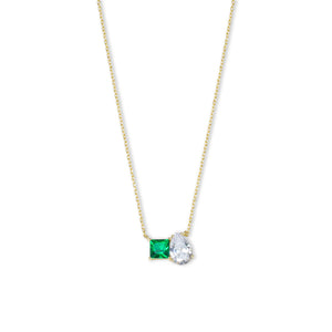 THE GREEN EMERALD CUT PEAR NECKLACE