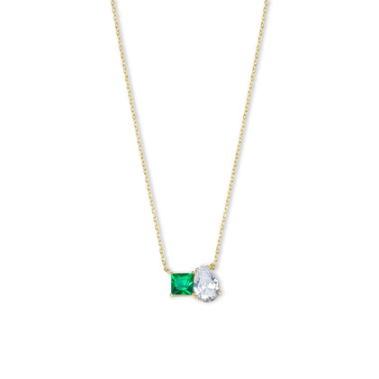 THE GREEN EMERALD CUT PEAR NECKLACE