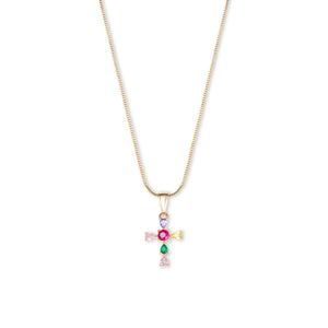 THE MULTICOLOR CROSS PENDANT NECKLACE