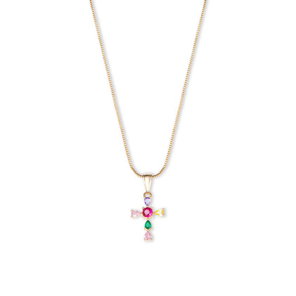 THE MULTICOLOR CROSS PENDANT NECKLACE