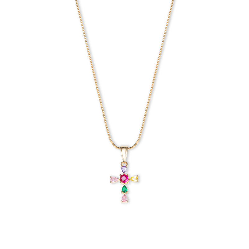 THE MULTICOLOR CROSS PENDANT NECKLACE