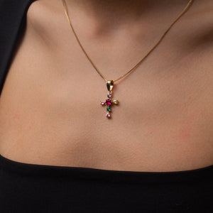 THE MULTICOLOR CROSS PENDANT NECKLACE