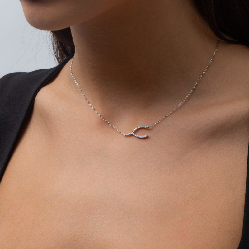 THE PAVE WISHBONE NECKLACE