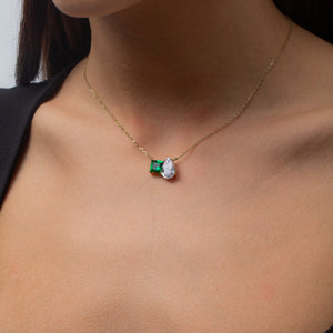 THE GREEN EMERALD CUT PEAR NECKLACE