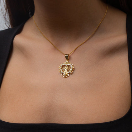 THE BEZEL HEART GUADALUPE PENDANT NECKLACE