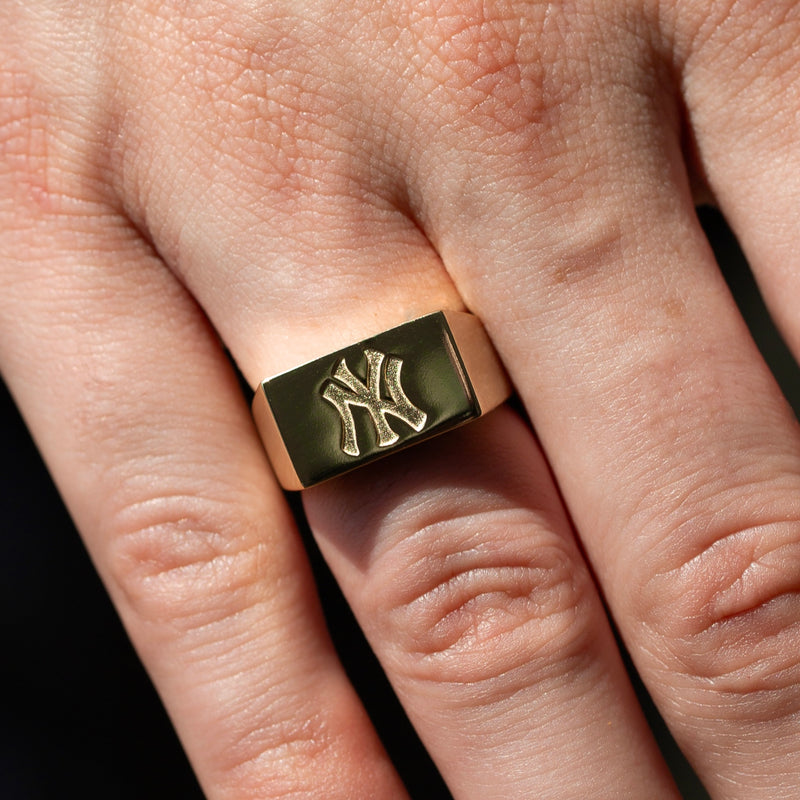 Square Signet Ring with Letter M