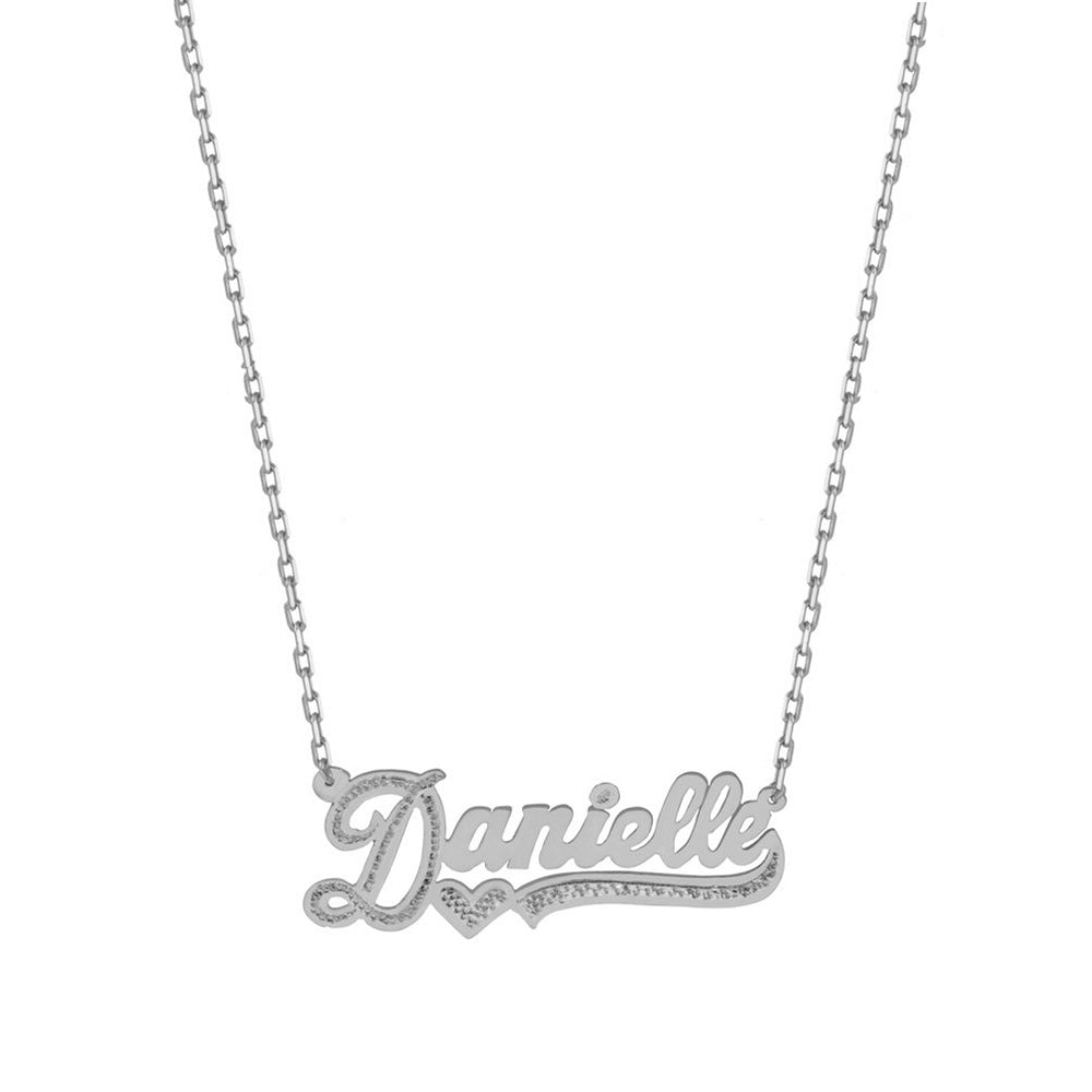14K Gold Personalized Script Diamond Nameplate Necklace Charm