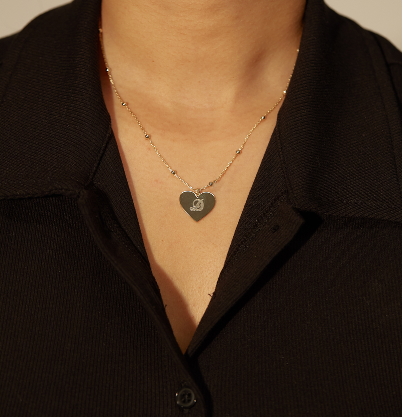 THE ENGRAVED BEADED HEART NECKLACE