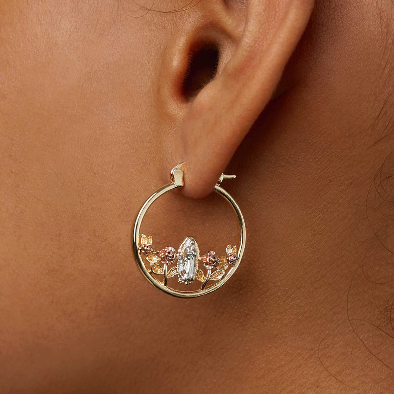 THE GUADALUPE ROSE HOOP EARRINGS