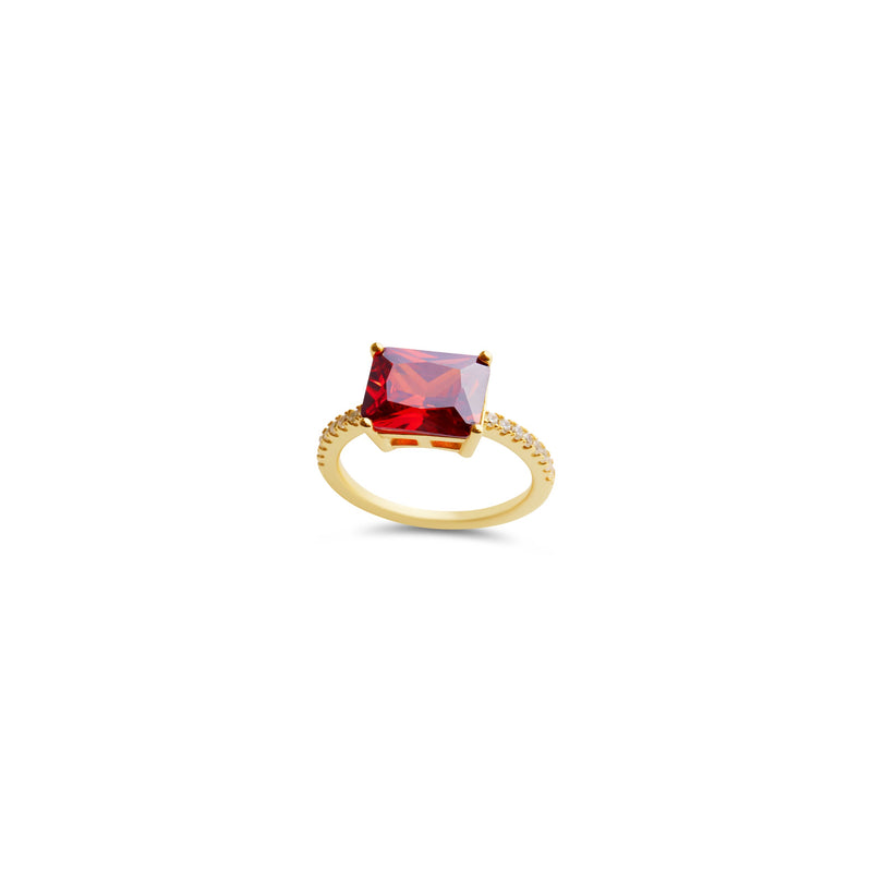 ruby colored stone solitaire ring