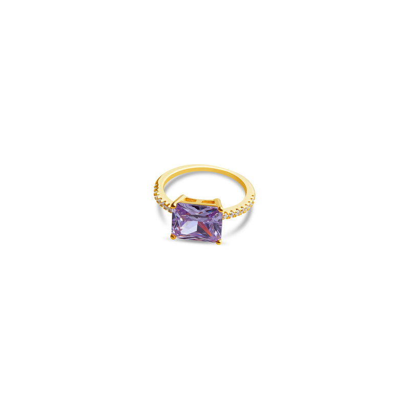purple colored stone solitaire ring
