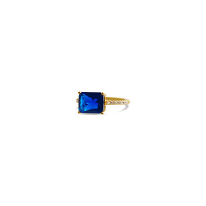 blue colored stone solitaire ring