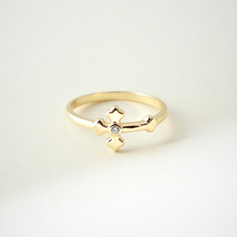 THE SINGLE STONE CROSS RING
