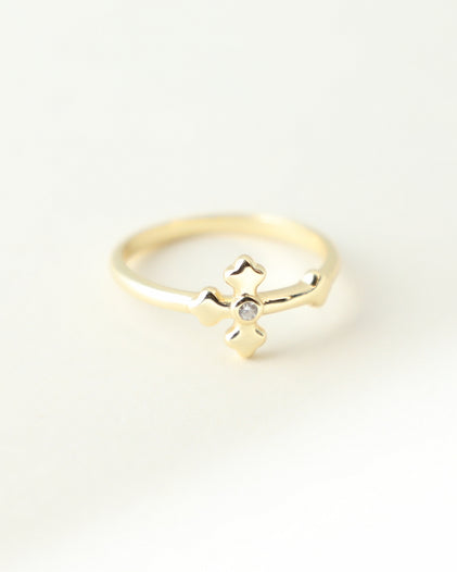 THE SINGLE STONE CROSS RING