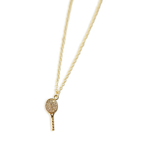 THE PAVE' TENNIS RACKET PENDANT NECKLACE