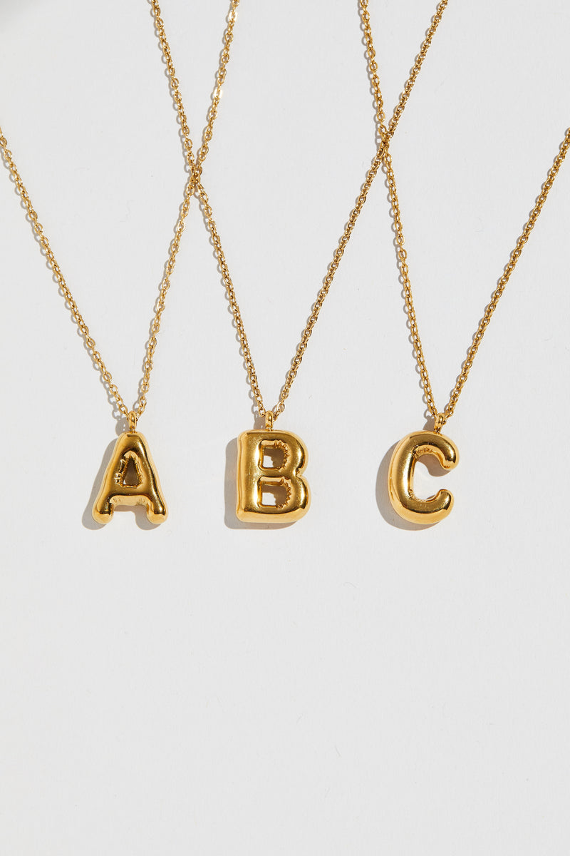 THE BUBBLE LETTER BLOCK PENDANT NECKLACE