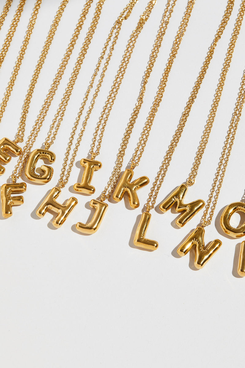 THE BUBBLE LETTER BLOCK PENDANT NECKLACE