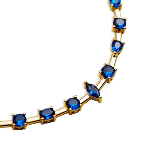 navy blue gemstone gold tennis bracelet