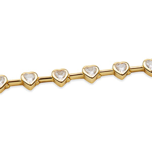 white colored stone heart tennis bracelet