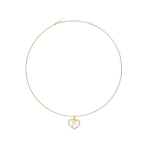 THE CUTOUT ICED HEART INITIAL PENDANT NECKLACE