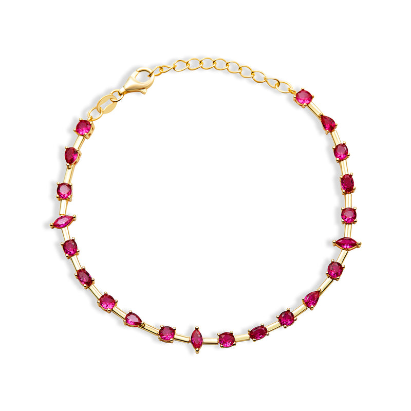 ruby color gemstone tennis bracelet