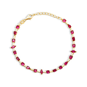 ruby color gemstone tennis bracelet