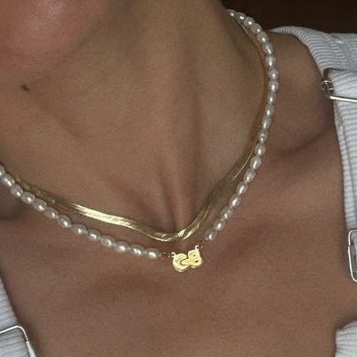The Bubble Letter Pearl Nameplate Necklace