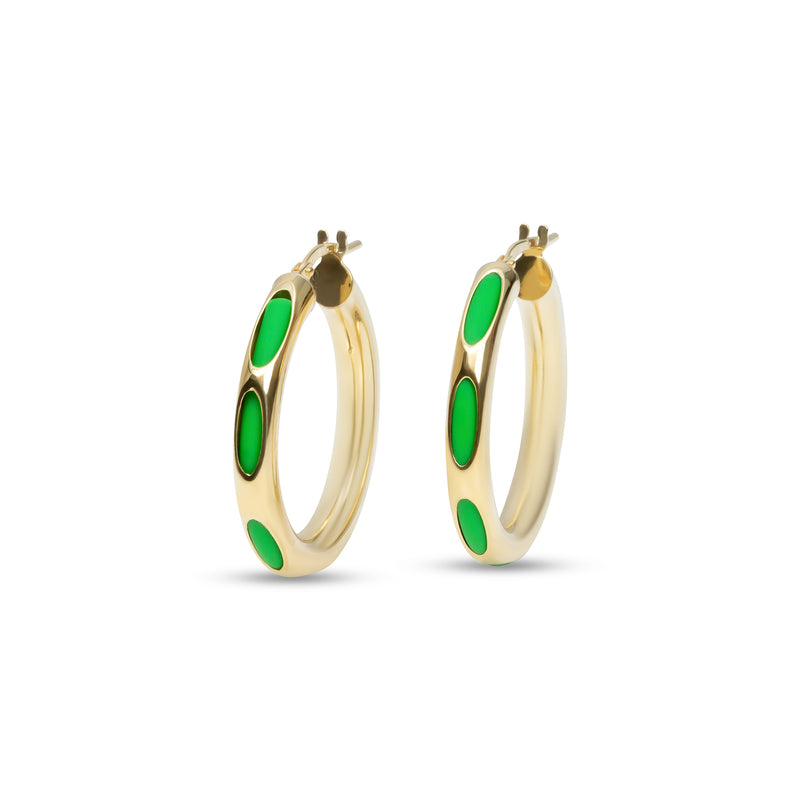 THE BECCA GREEN TUBE HOOP EARRINGS