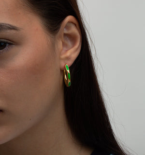 THE BECCA GREEN TUBE HOOP EARRINGS