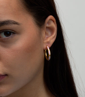 THE LUCY PINK TUBE HOOP EARRINGS