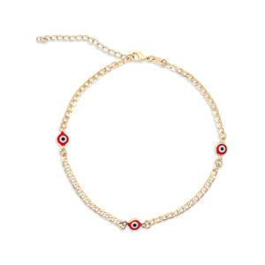 THE RED EVIL EYE CURB ANKLET