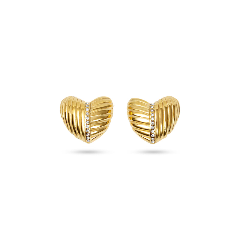 THE LINEAR PAVE HEART EARRINGS