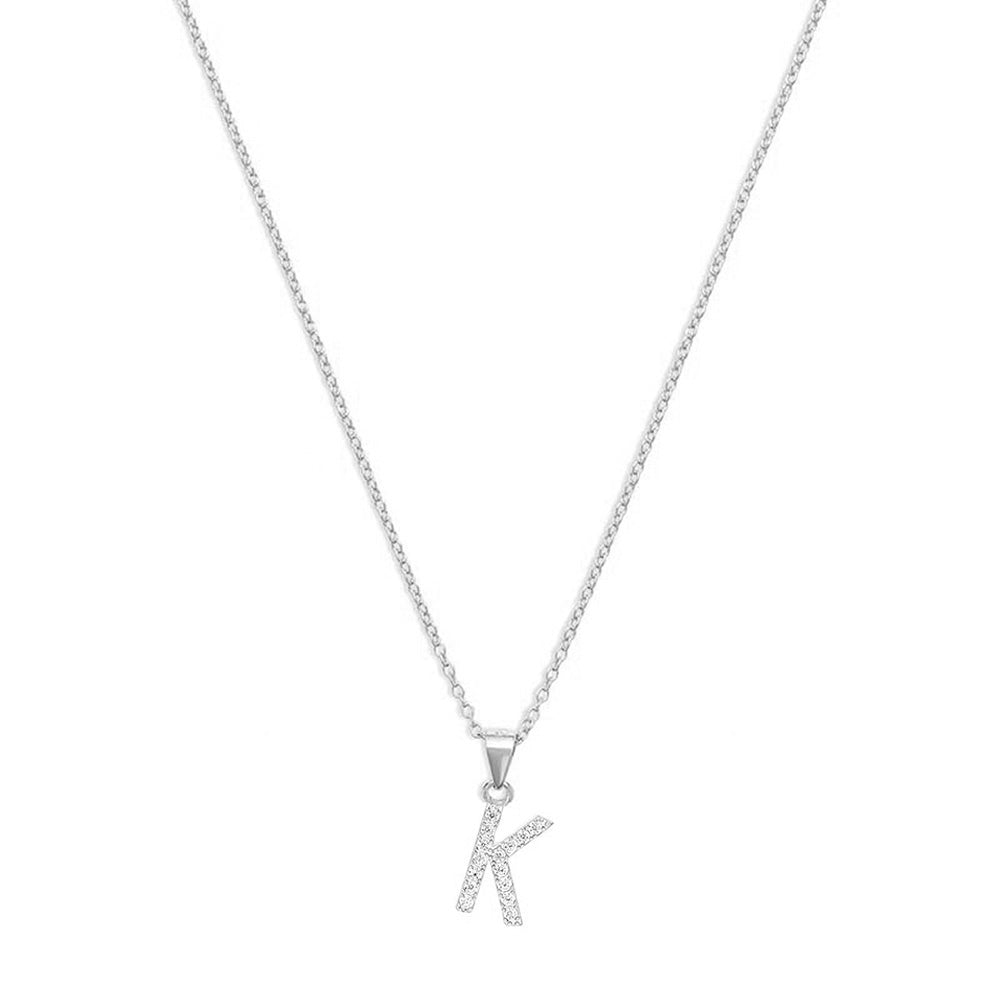 Initial Letter K Pendant Necklace Men's Women's Icy 14k Gold Charm Rope  Chain | eBay