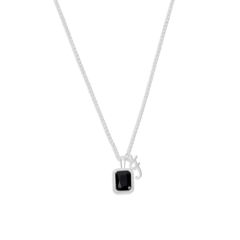 The Onyx Initial Gemstone Necklace