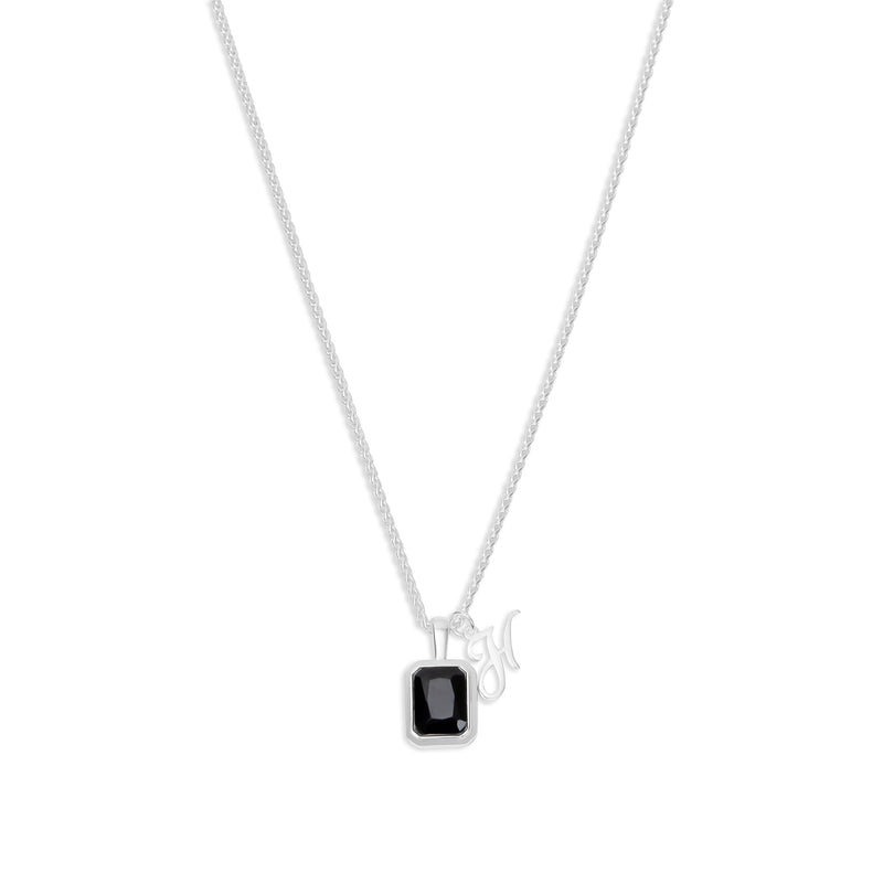 The Onyx Initial Gemstone Necklace