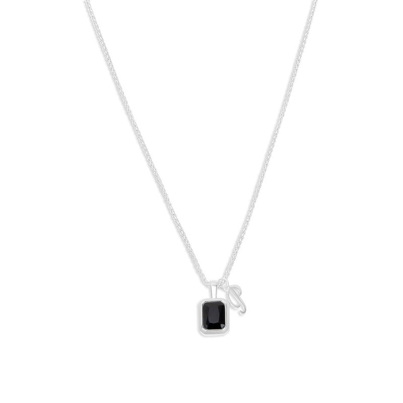 The Onyx Initial Gemstone Necklace