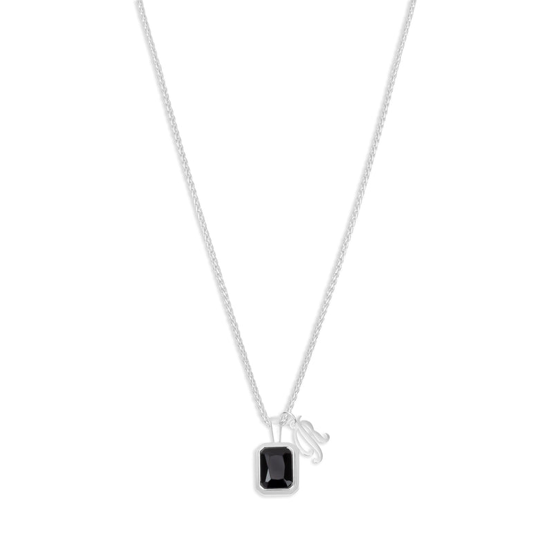 The Onyx Initial Gemstone Necklace