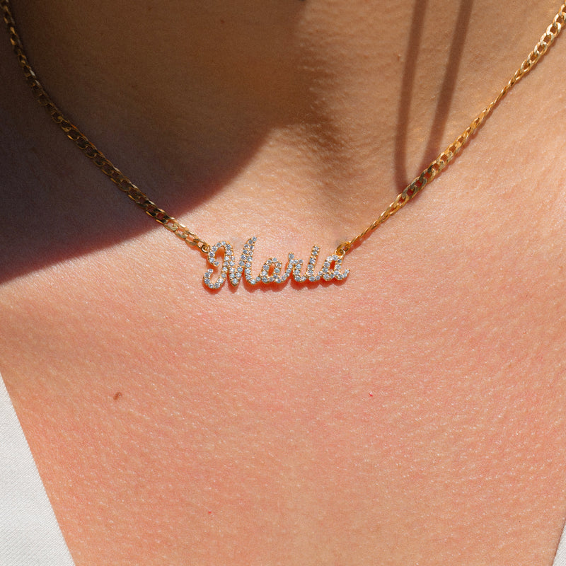 THE PAVE CURB NAMEPLATE NECKLACE