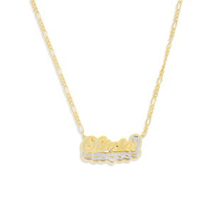 THE CLASSIC DOUBLE PLATED OPEN HEART NAMEPLATE NECKLACE