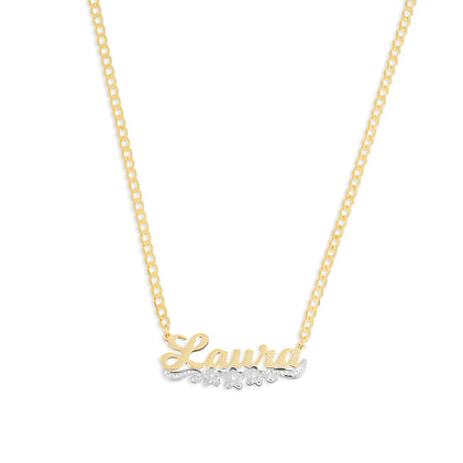 THE CLASSIC FLOWER CUT NAMEPLATE NECKLACE