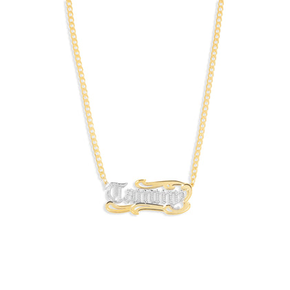 THE CLASSIC OLD ENGLISH TAIL NAMEPLATE NECKLACE
