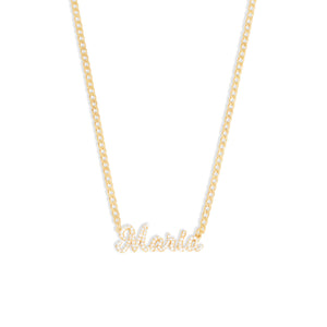 THE PAVÉ CURB NAMEPLATE NECKLACE