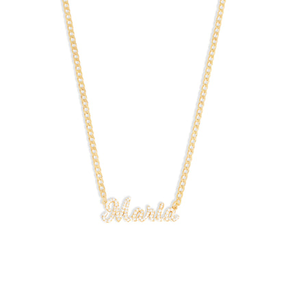 THE PAVE CURB NAMEPLATE NECKLACE